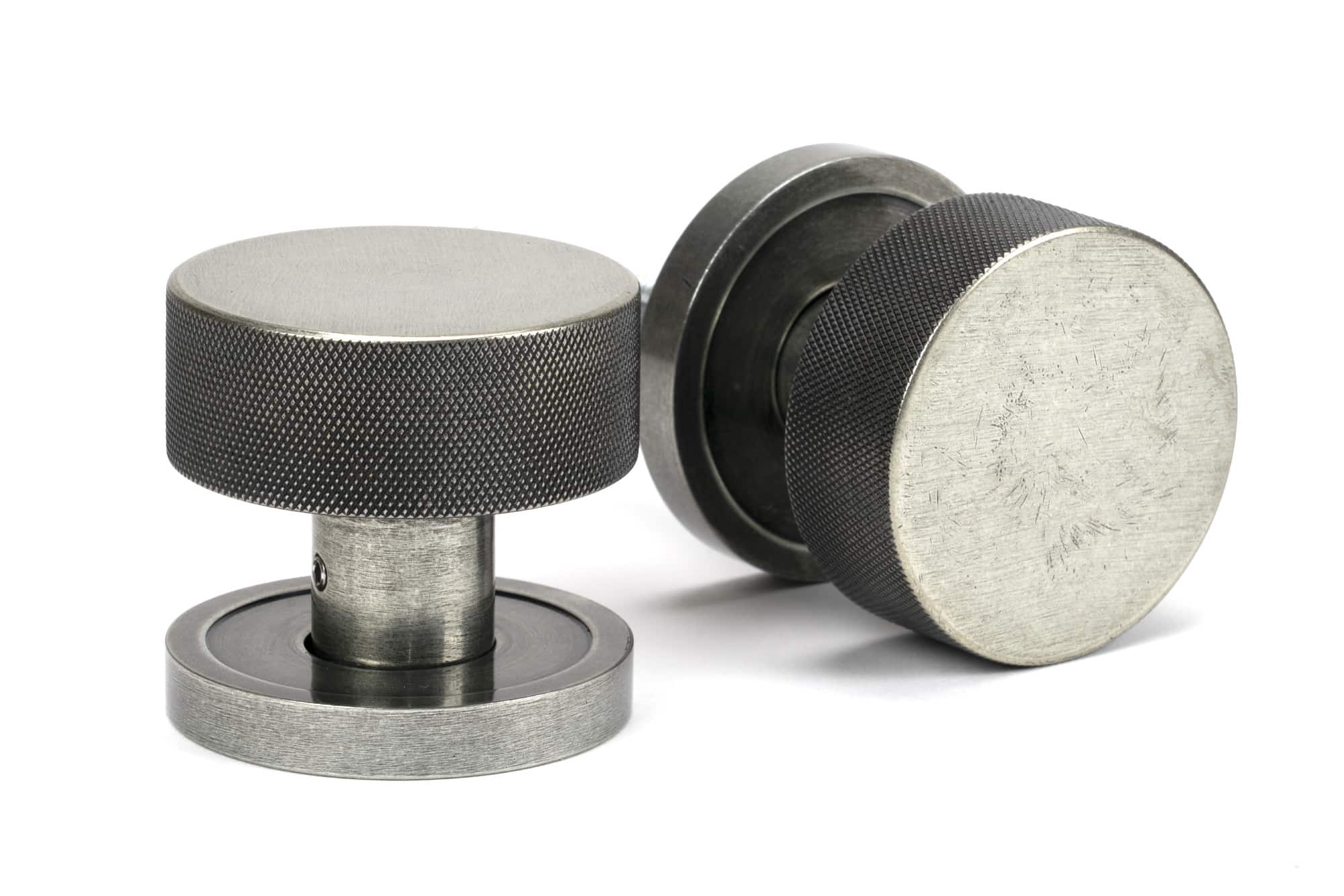 Pewter Brompton Mortice/Rim Knob Set (Plain) 1