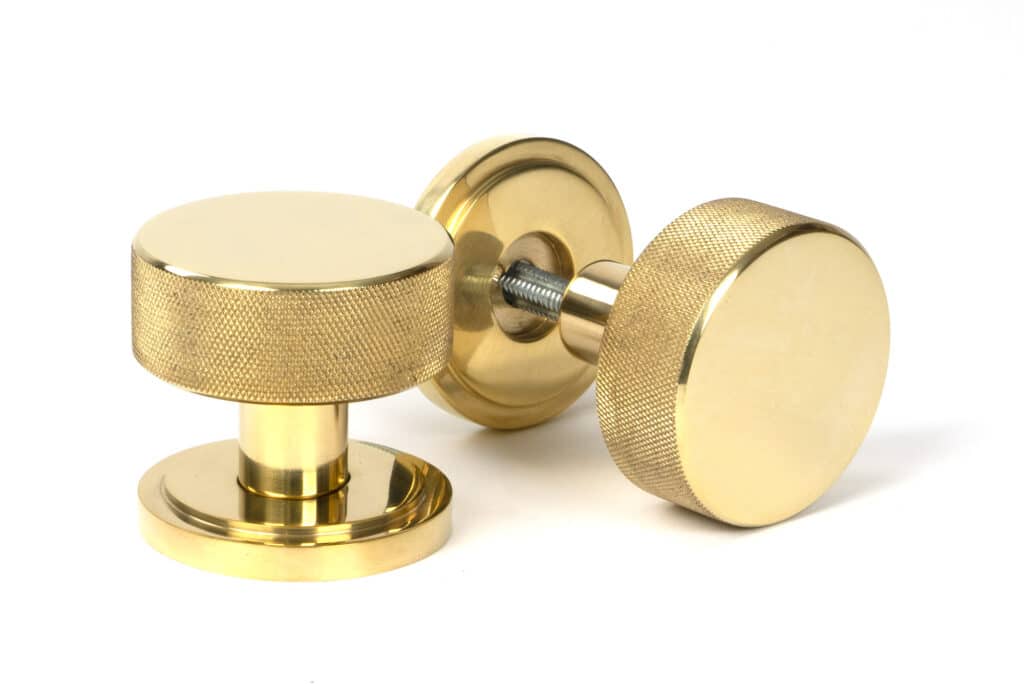 Polished Brass Brompton Mortice/Rim Knob Set (Art Deco) 1