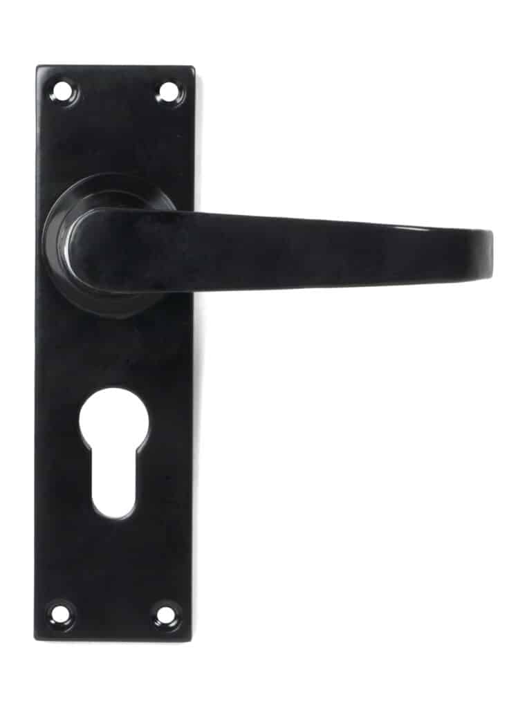 Black Deluxe Lever Euro Lock Set 1