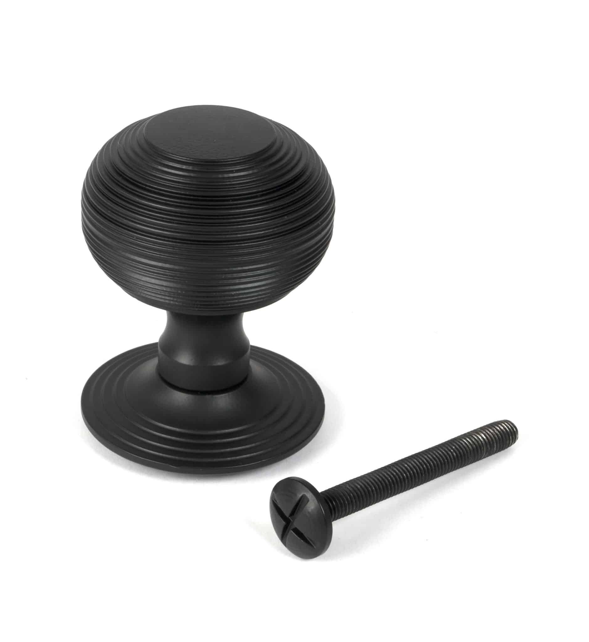 Matt Black Beehive Centre Door Knob 2