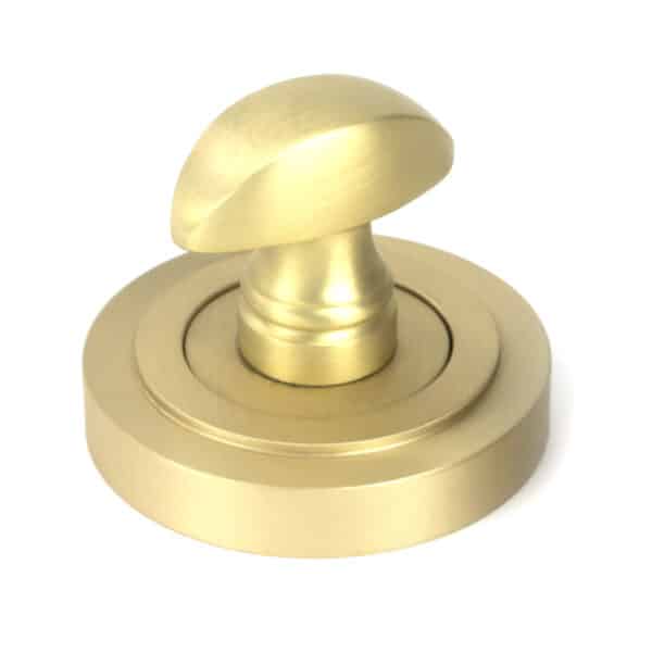 Satin Brass Round Thumbturn Set (Art Deco) 2