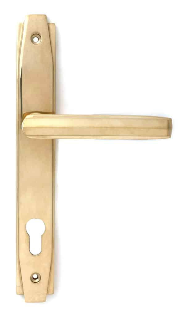 Polished Brass Art Deco Slimline Lever Espag. Lock Set 1