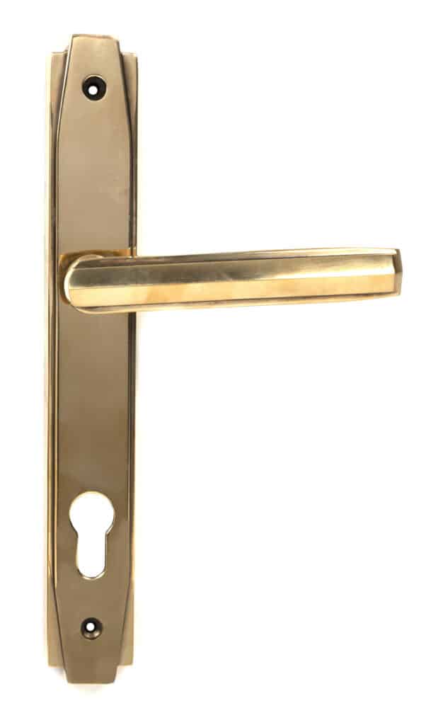 Aged Brass Art Deco Slimline Lever Espag. Lock Set 1