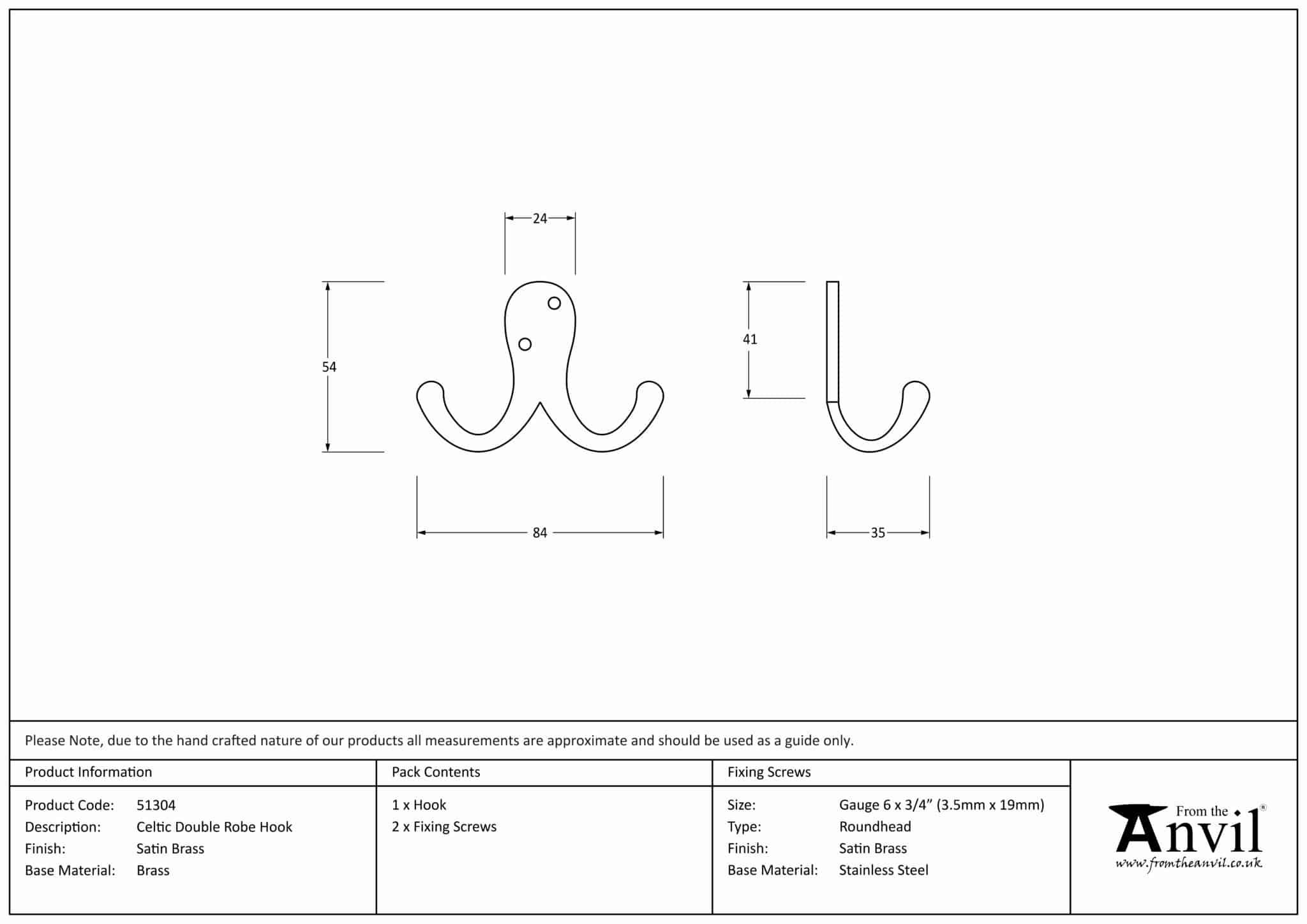 Satin Brass Celtic Double Robe Hook 2