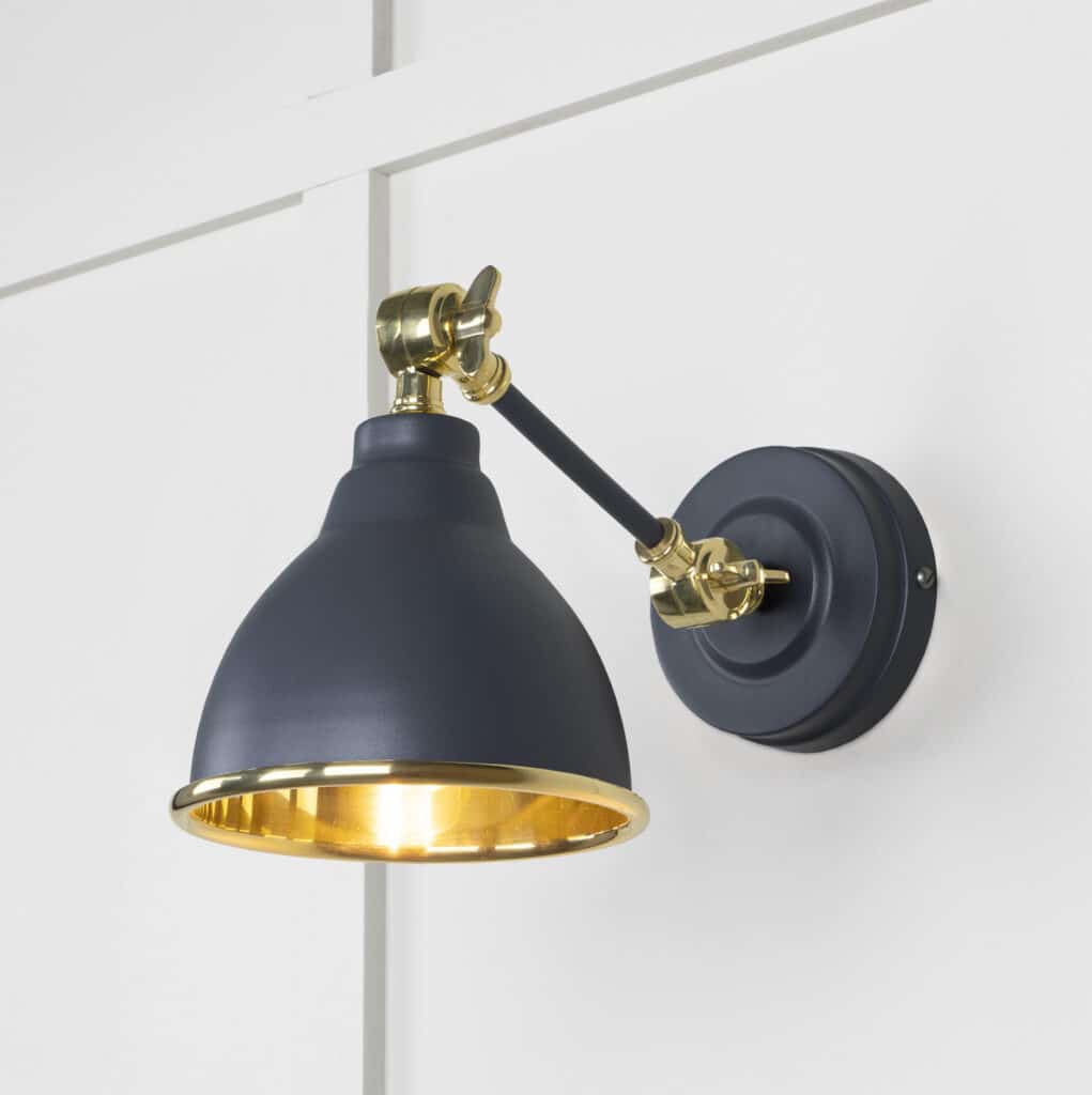 Smooth Brass Brindley Wall Light in Slate 1