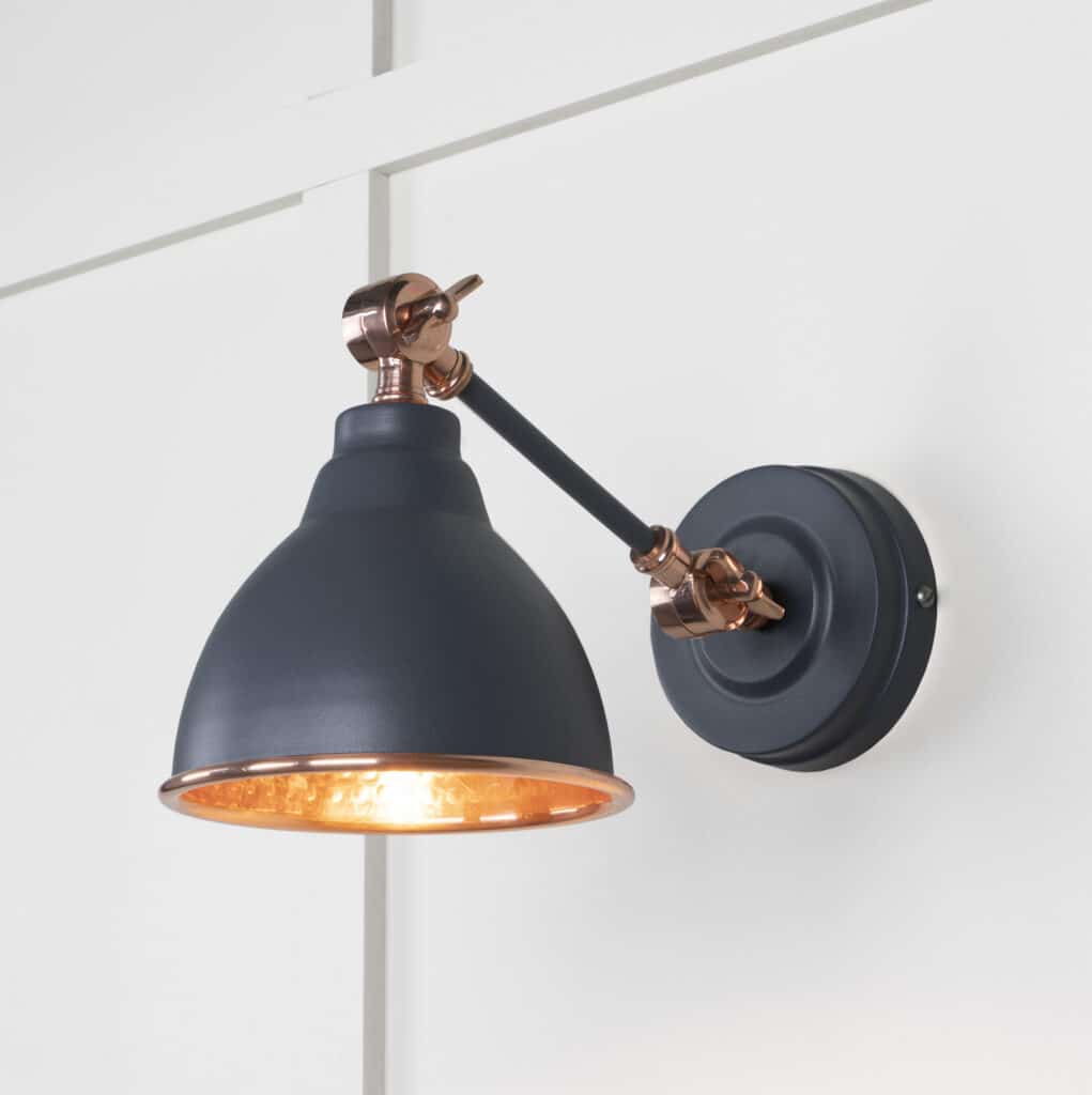 Hammered Copper Brindley Wall Light in Slate 1