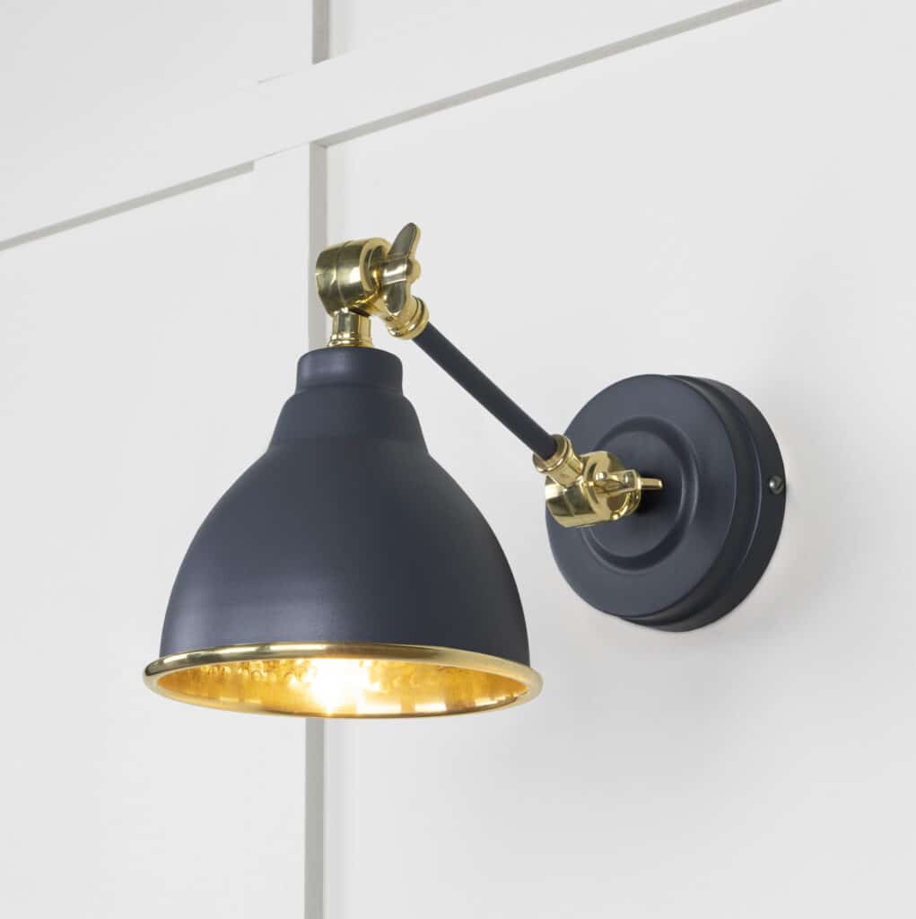 Hammered Brass Brindley Wall Light in Slate 1