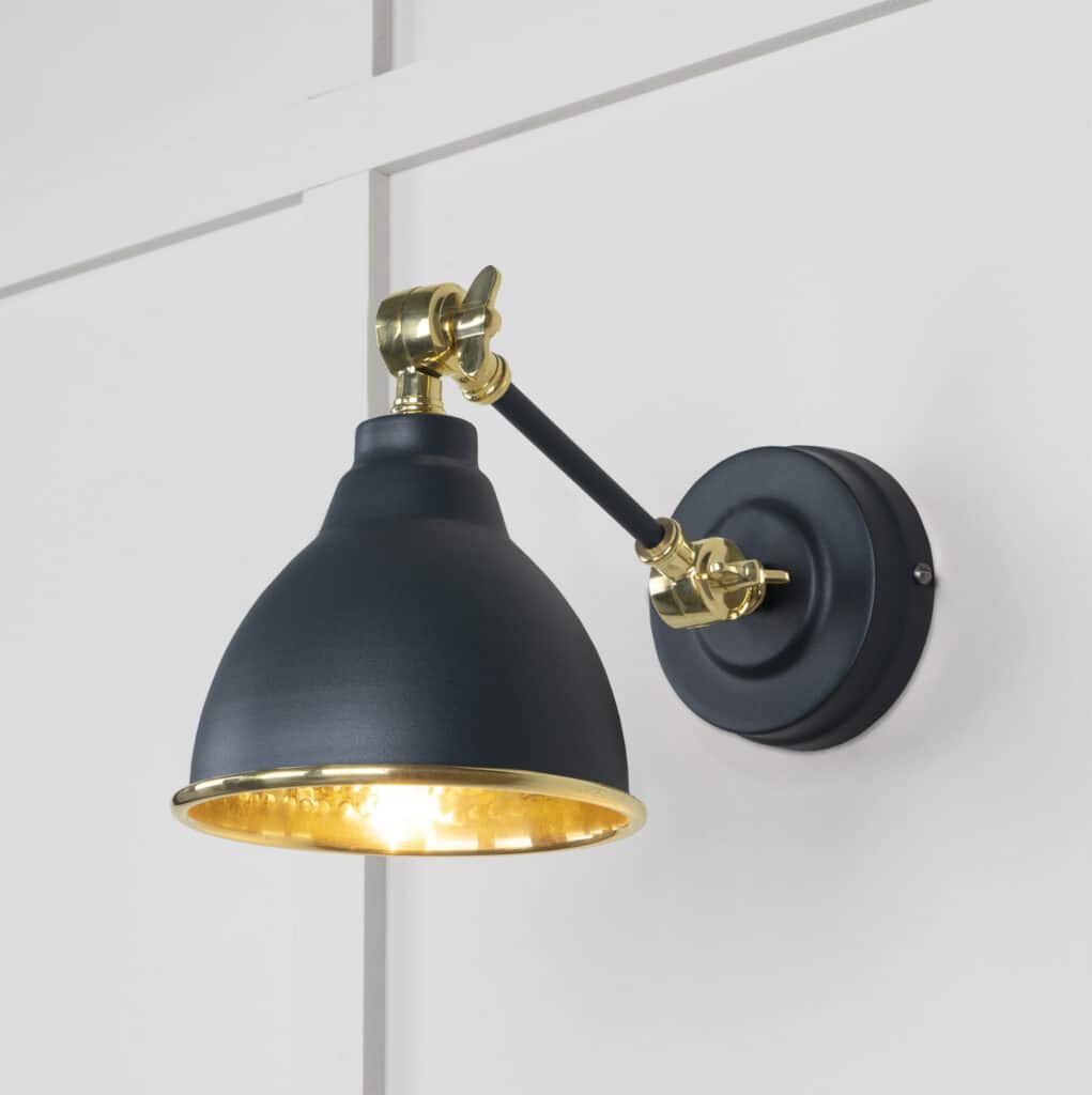 Hammered Brass Brindley Wall Light in Soot 1