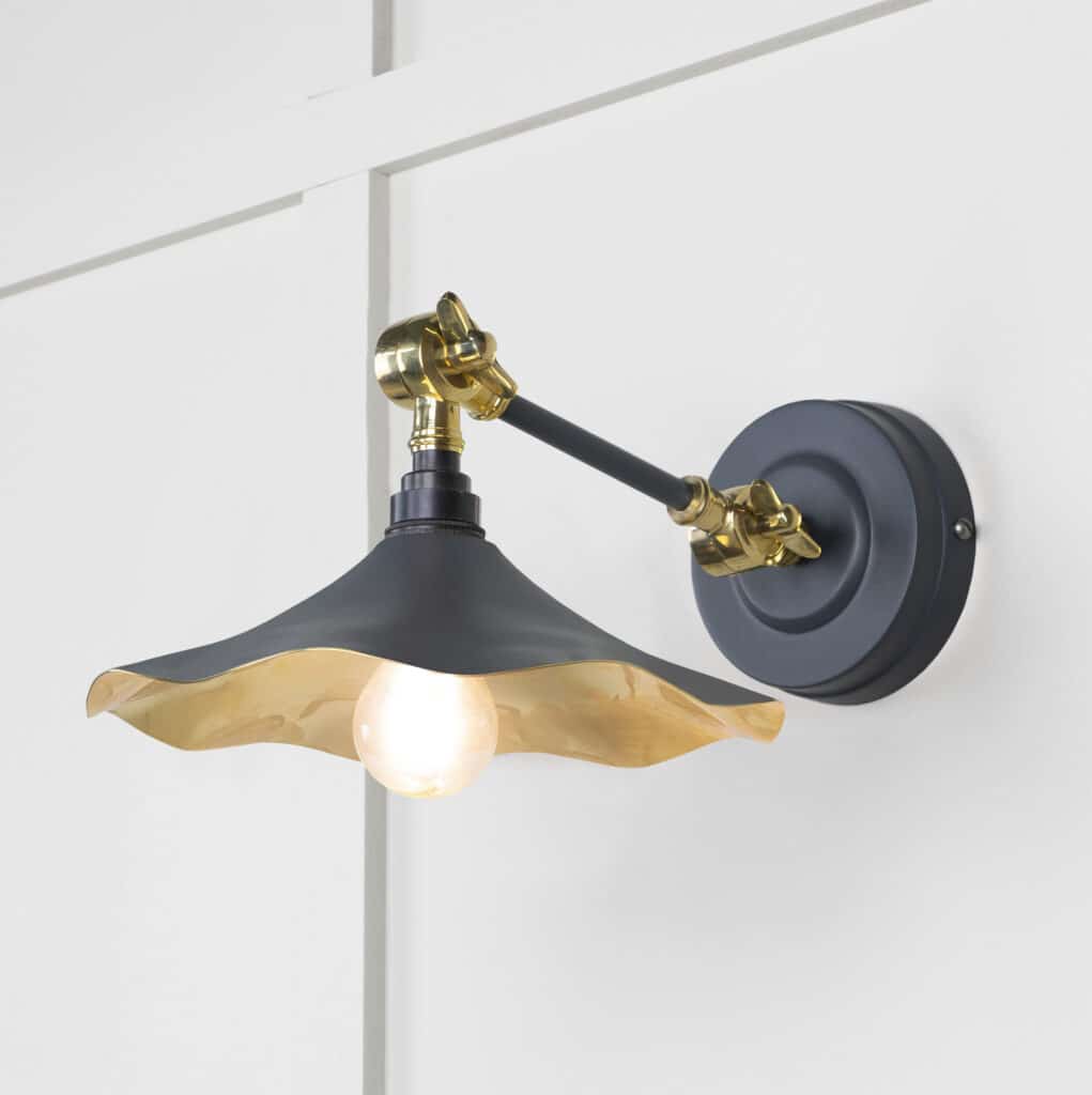Smooth Brass Flora Wall Light in Slate 1