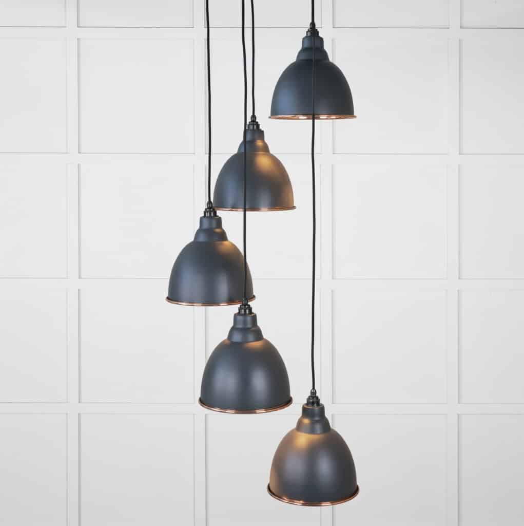 Smooth Copper Brindley Cluster Pendant in Soot 1
