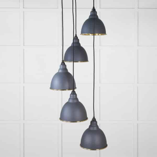 Smooth Brass Brindley Cluster Pendant in Slate 2