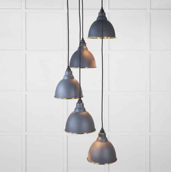 Smooth Brass Brindley Cluster Pendant in Slate 1