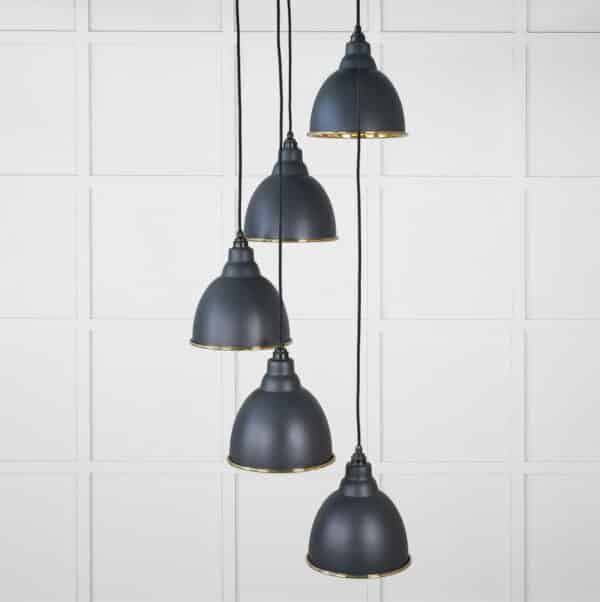 Smooth Brass Brindley Cluster Pendant in Soot 2