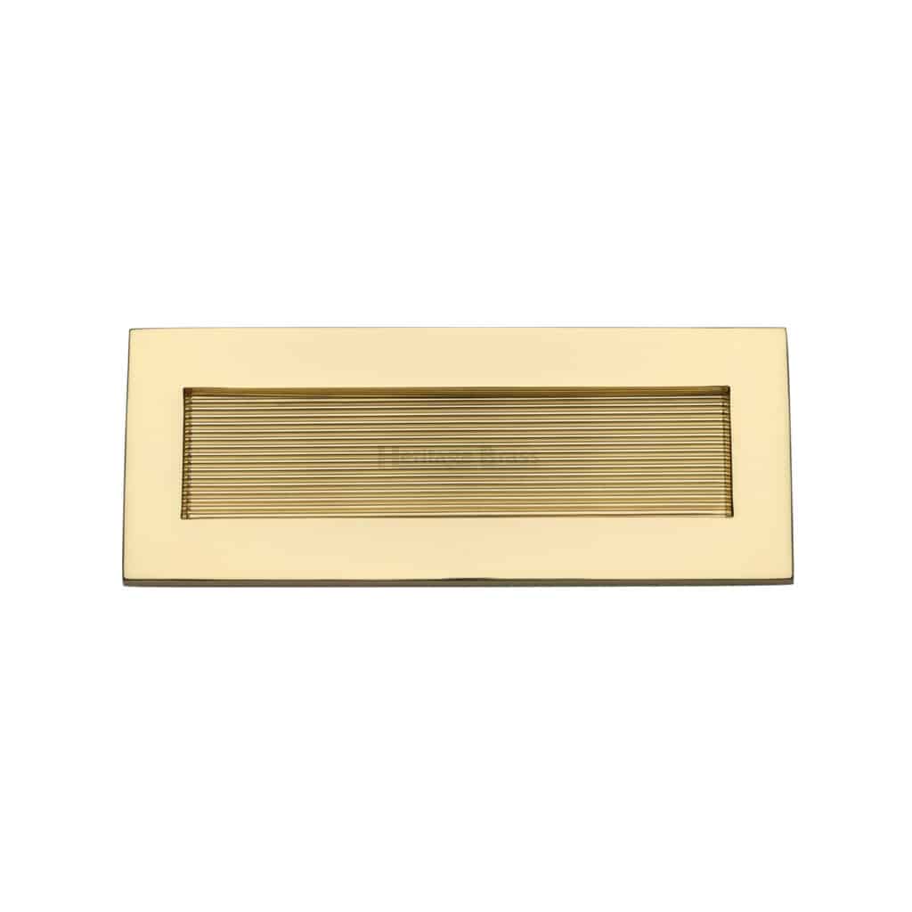 Heritage Brass Reeded Letterplate - Polished Brass