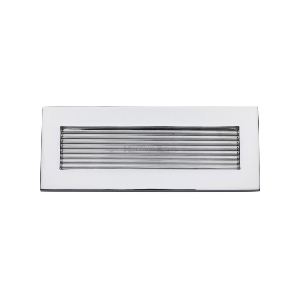 Heritage Brass Reeded Letterplate - Polished Chrome