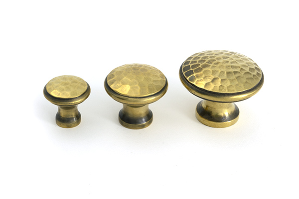 Aged Brass Hammered Cabinet Knob - Small - Image 6