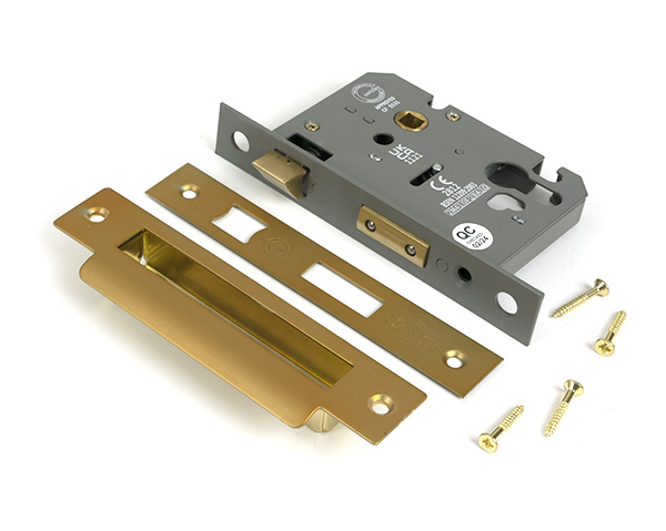 Satin Brass 3" Euro Profile Sash Lock - Image 3