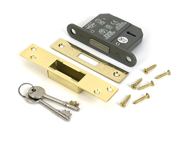 Polished Brass 2½" 5 Lever BS Dead Lock KA - Image 3
