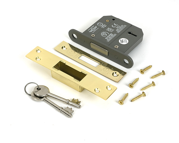 Polished Brass 3" 5 Lever BS Dead Lock KA - Image 3