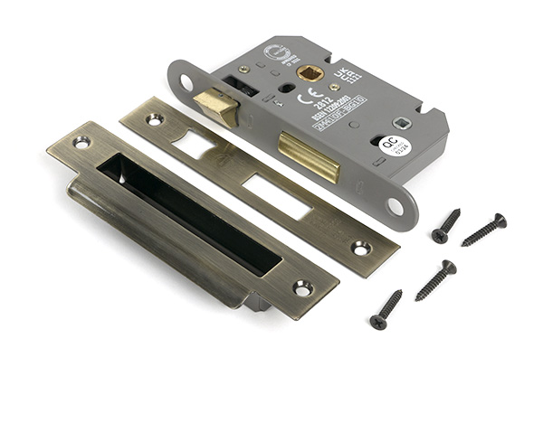 Aged Brass 2½" Heavy Duty Bathroom Mortice Lock - Image 3