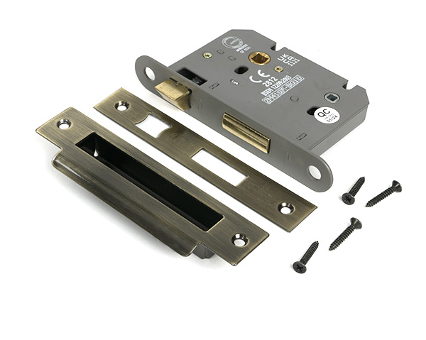 Aged Brass 3" Heavy Duty Bathroom Mortice Lock - Image 3