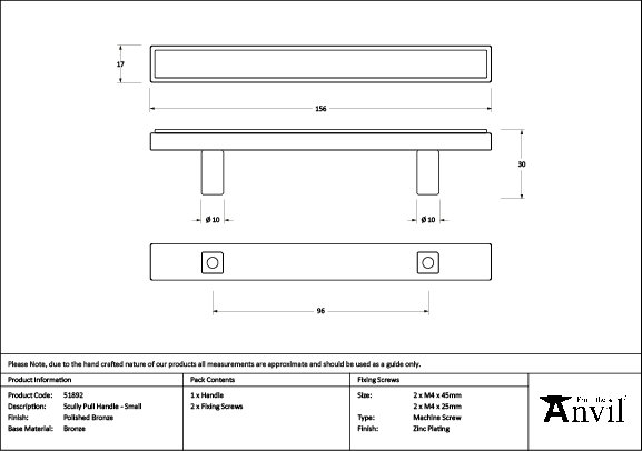 Polished Bronze Scully Pull Handle - Small - Image 2