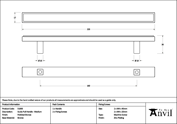Polished Bronze Scully Pull Handle - Medium - Image 2
