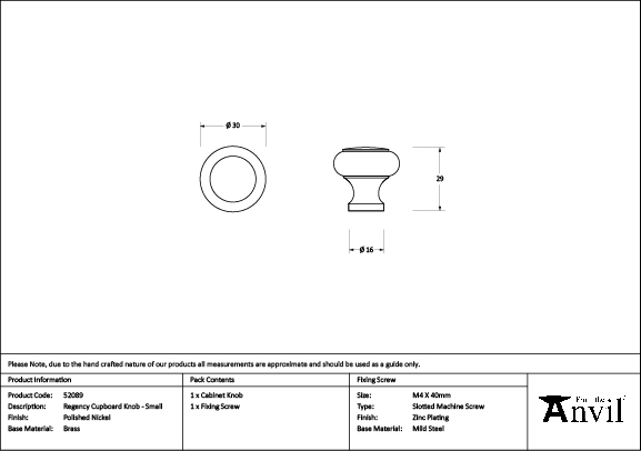 Polished Nickel Regency Cabinet Knob - Small - Image 2