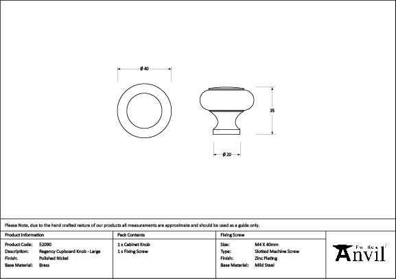 Polished Nickel Regency Cabinet Knob - Large - Image 2