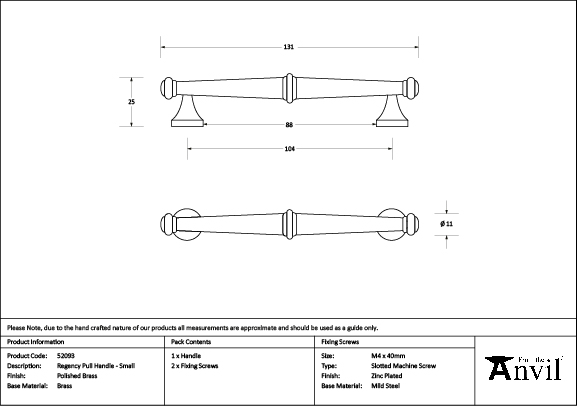 Polished Brass Regency Pull Handle - Small - Image 2