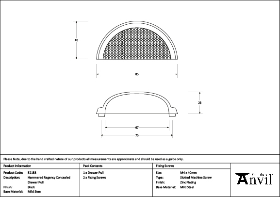 Black Hammered Regency Drawer Pull - Image 2